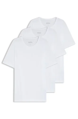 3-pack bomullst-shirts med broderad logotyp