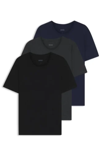 3-pack bomullst-shirts med broderad logotyp