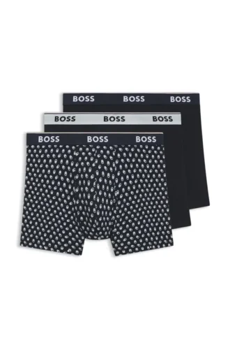 3-pack boxershorts i stretchbomull med logotyp i midjan