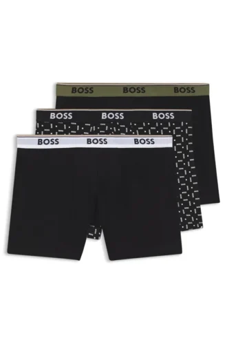 3-pack boxershorts i stretchbomull med logotyp i midjan