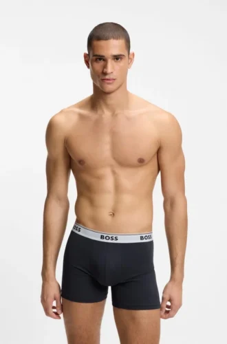 3-pack boxershorts i stretchbomull med logotyp i midjan
