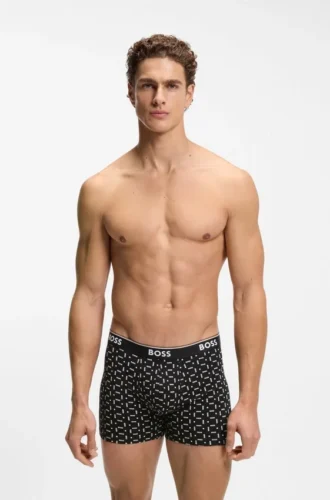 3-pack boxershorts i stretchbomull med logotyp i midjan
