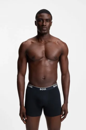 3-pack boxershorts i stretchbomull med logotyp i midjan