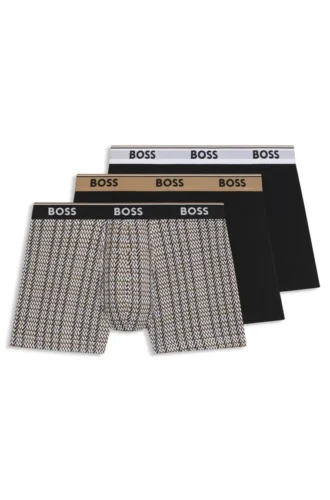 3-pack boxershorts med logotyp i midjan i stretchbomull