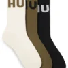 3-pack ribbade ankelstrumpor med logotyper