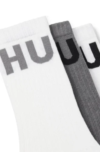 3-pack ribbade ankelstrumpor med logotyper