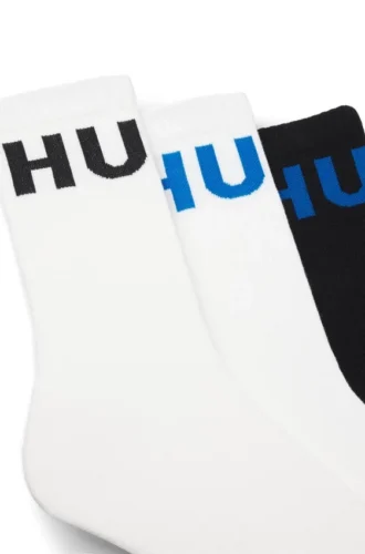 3-pack ribbade ankelstrumpor med logotyper