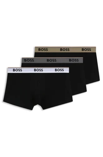 3-pack stretchiga bomullskalsonger med logotyp i midjan