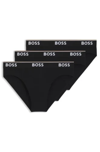 3-pack stretchiga bomullskalsonger med logotyp i midjan