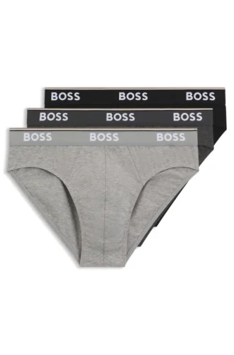 3-pack stretchiga bomullskalsonger med logotyp i midjan