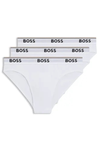3-pack stretchiga bomullskalsonger med logotyp i midjan