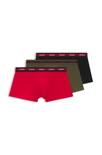 3-pack stretchiga bomullskalsonger med logotyp i midjan