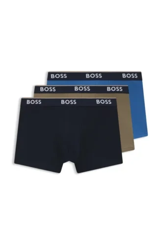 3-pack stretchiga bomullskalsonger med logotyp i midjan