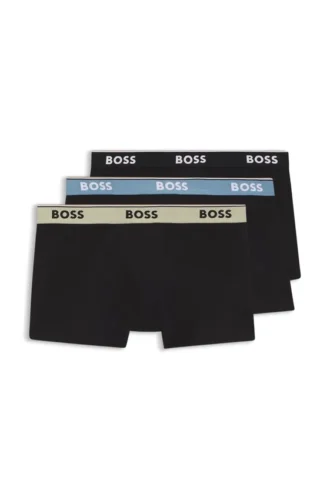 3-pack stretchiga bomullskalsonger med logotyp i midjan
