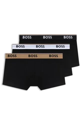 3-pack stretchiga bomullskalsonger med logotyp i midjan