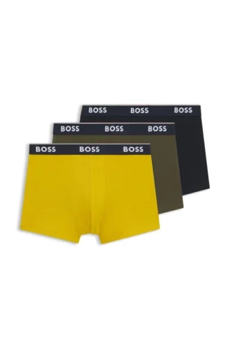 3-pack stretchiga bomullskalsonger med logotyp i midjan
