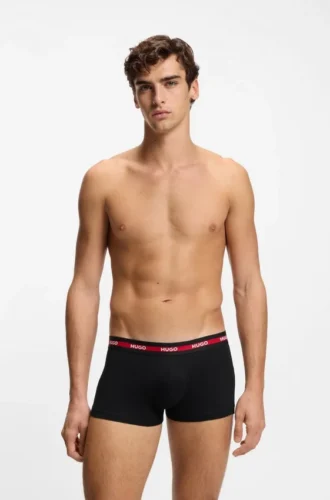 3-pack stretchiga bomullskalsonger med logotyp i midjan
