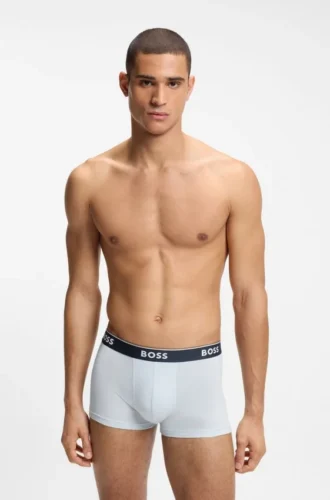 3-pack stretchiga bomullskalsonger med logotyp i midjan