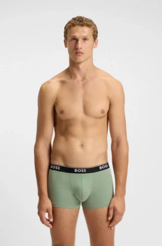 3-pack stretchiga bomullskalsonger med logotyp i midjan