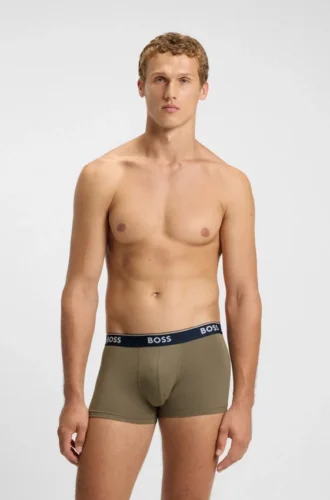 3-pack stretchiga bomullskalsonger med logotyp i midjan