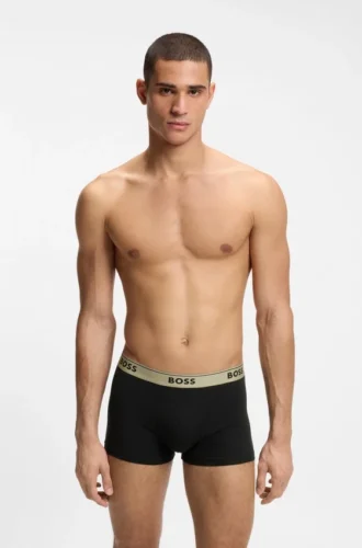 3-pack stretchiga bomullskalsonger med logotyp i midjan