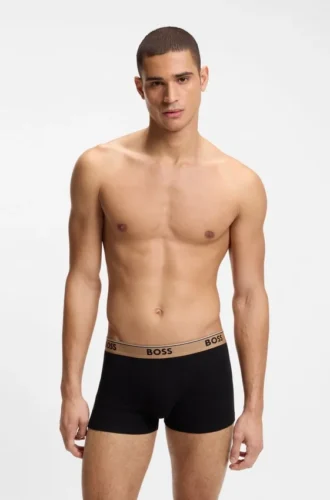 3-pack stretchiga bomullskalsonger med logotyp i midjan