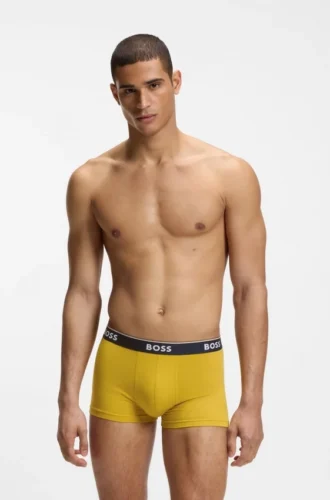 3-pack stretchiga bomullskalsonger med logotyp i midjan