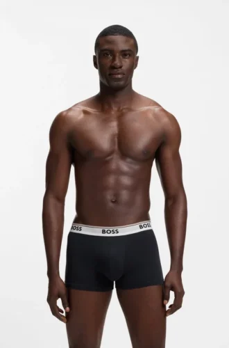 3-pack stretchiga bomullskalsonger med logotyp i midjan