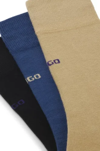 3-pack strumpor med logotyp i normal längd