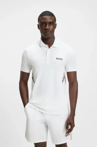 Aktiv, fuktavvisande polotröja i slim fit i stretchpiqué