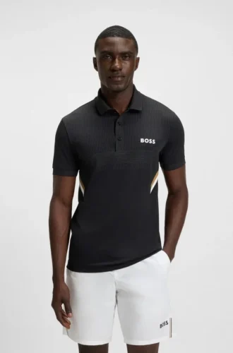 Aktiv, fuktavvisande polotröja i slim fit i stretchpiqué