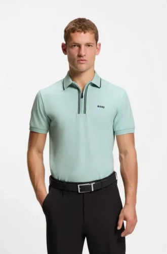 Aktiv polotröja i slim fit i fuktavvisande stretchbomull