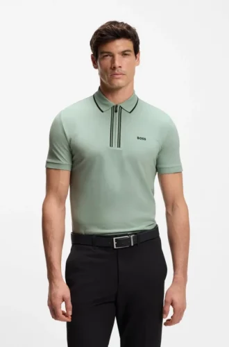 Aktiv polotröja i slim fit i fuktavvisande stretchbomull