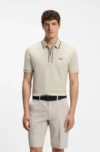 Aktiv polotröja i slim fit i fuktavvisande stretchbomull