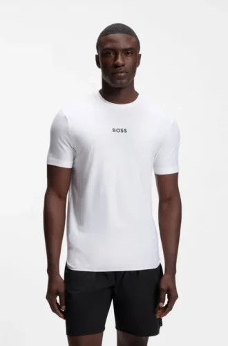 Aktiv slim fit T-shirt med jacquardränder och logotryck