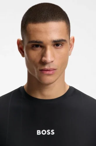 Aktiv slim fit T-shirt med jacquardränder och logotryck