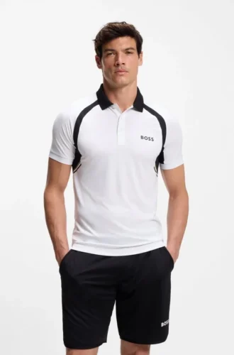 Aktiv, snabbtorkande polotröja i slim fit med fyrvägsstretch