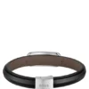 Armband i brunt läder med metallkedja med logotyp