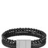 Armband med flätat svart läder och pärlor