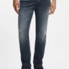 Askblå slim fit-jeans i stretchdenim