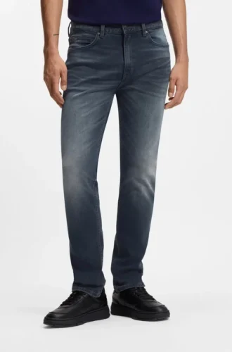 Askblå slim fit-jeans i stretchdenim
