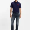 Askblå slim fit-jeans i stretchdenim