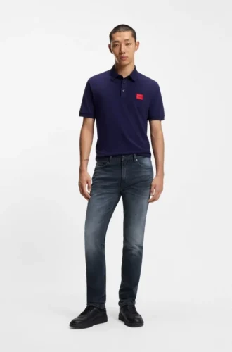 Askblå slim fit-jeans i stretchdenim