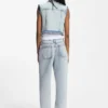 Azurblå jeans med lös passform i styv denim