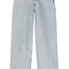 Azurblå jeans med lös passform i styv denim