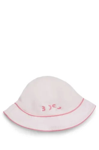 Babyhatt med logotryck i rosa poplin