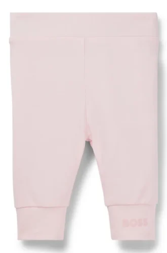 Babyleggings i stretchbomull med logotryck i nederkanten