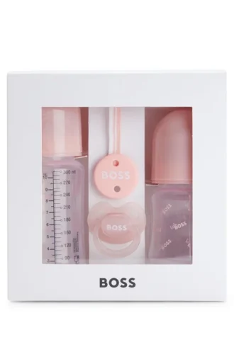 Babyset med napp, nappklämma och två flaskor