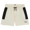 Badshorts för barn med logotryck i seersucker