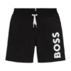 Badshorts för barn med logotryck och peachad yta